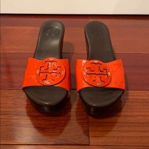 Tory Burch Orange Wedge Slides